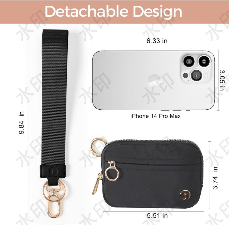 JEEBURYEE Wristlet Keychain Wallets for Women RFID Blocking Credit Card Holder Small Zipper Coin Purse Change Pouch with ID Window and Detachable Wrist Strap Beige Checkered - Image 2